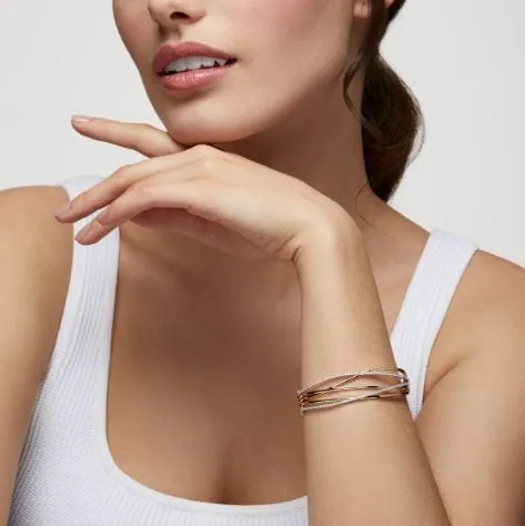 Birks 18K Rosee Du Matin Diamond Criss Cross Bracelet