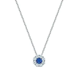 Birks White Gold Diamond and Sapphire Snowflake Cluster Necklace
