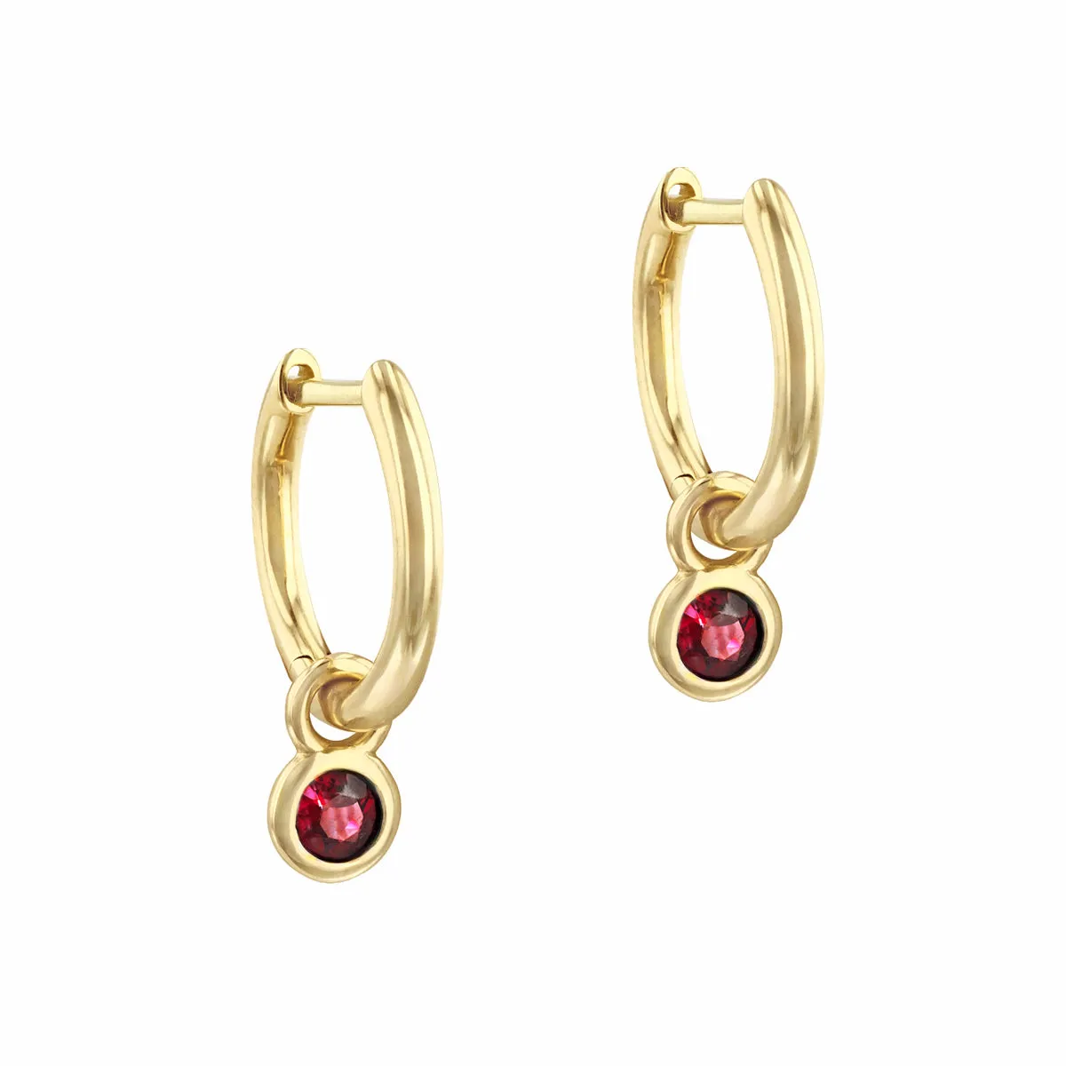 Birthstone Collection 0.33ct Ruby Drop Hoop Earrings | 9K Yellow Gold