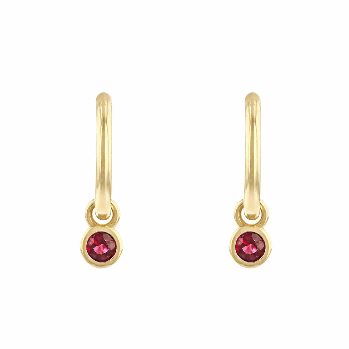 Birthstone Collection 0.33ct Ruby Drop Hoop Earrings | 9K Yellow Gold