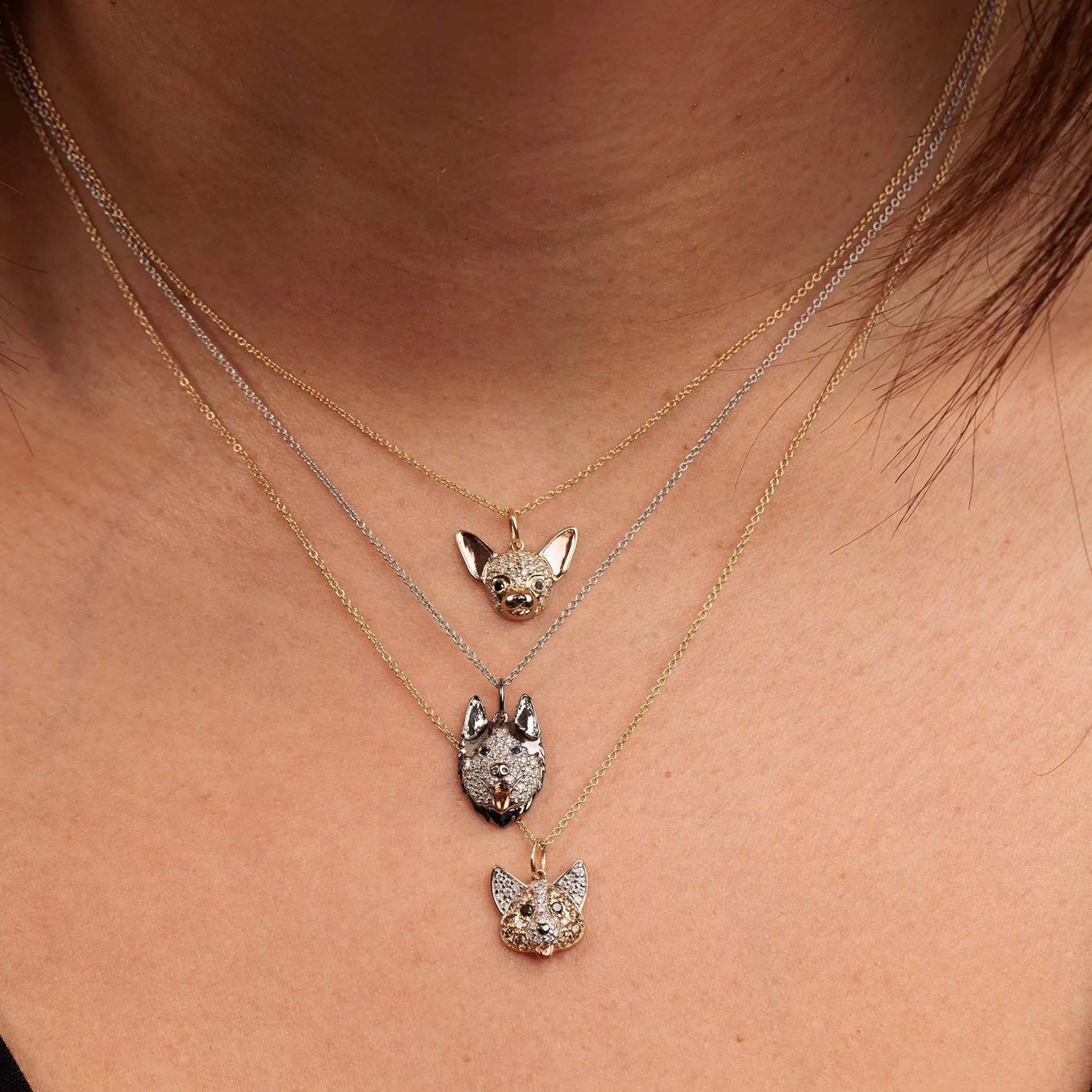 Black Rhodium & Diamond Husky Charm