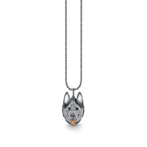 Black Rhodium & Diamond Husky Charm