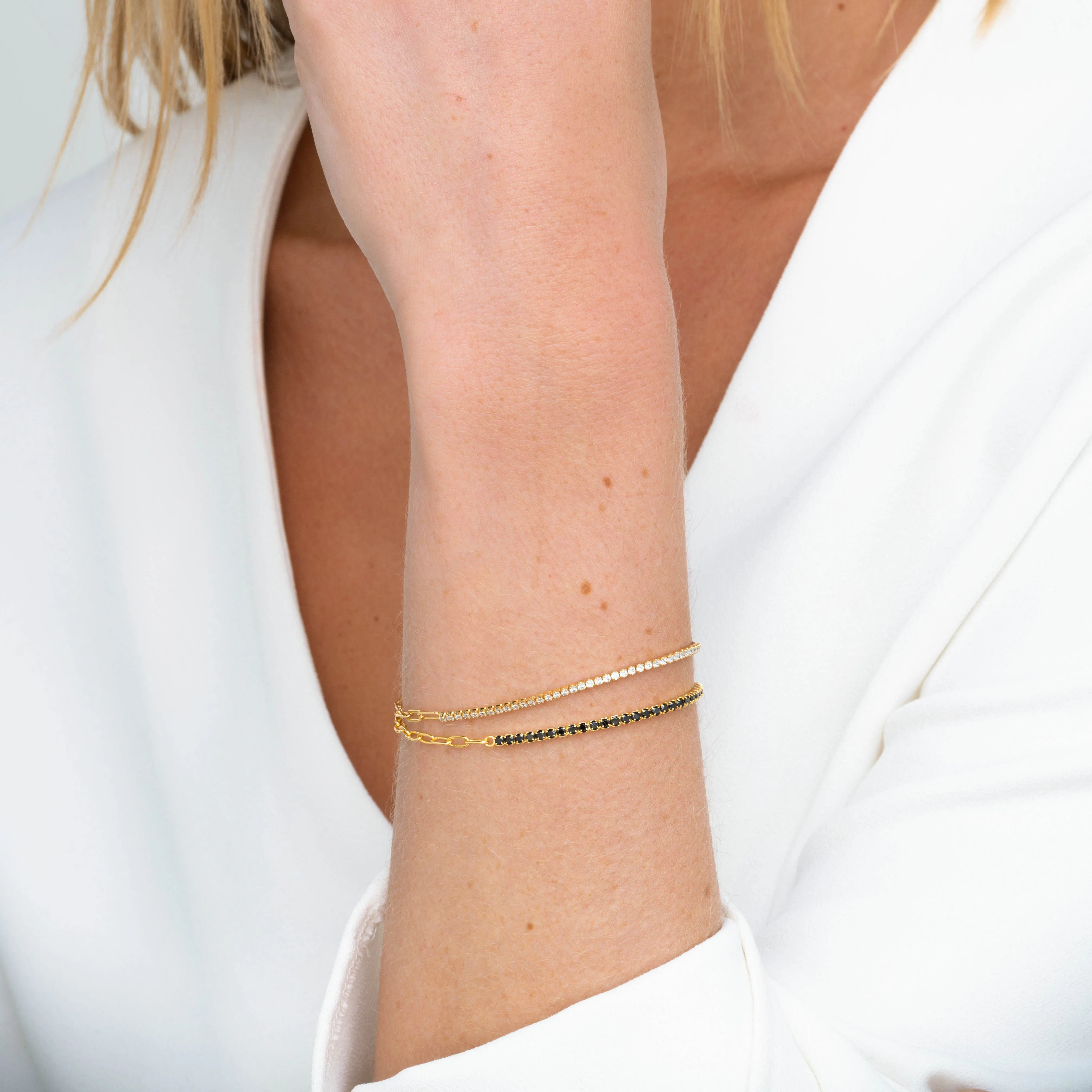 Black Tennis Link Chain Bracelet