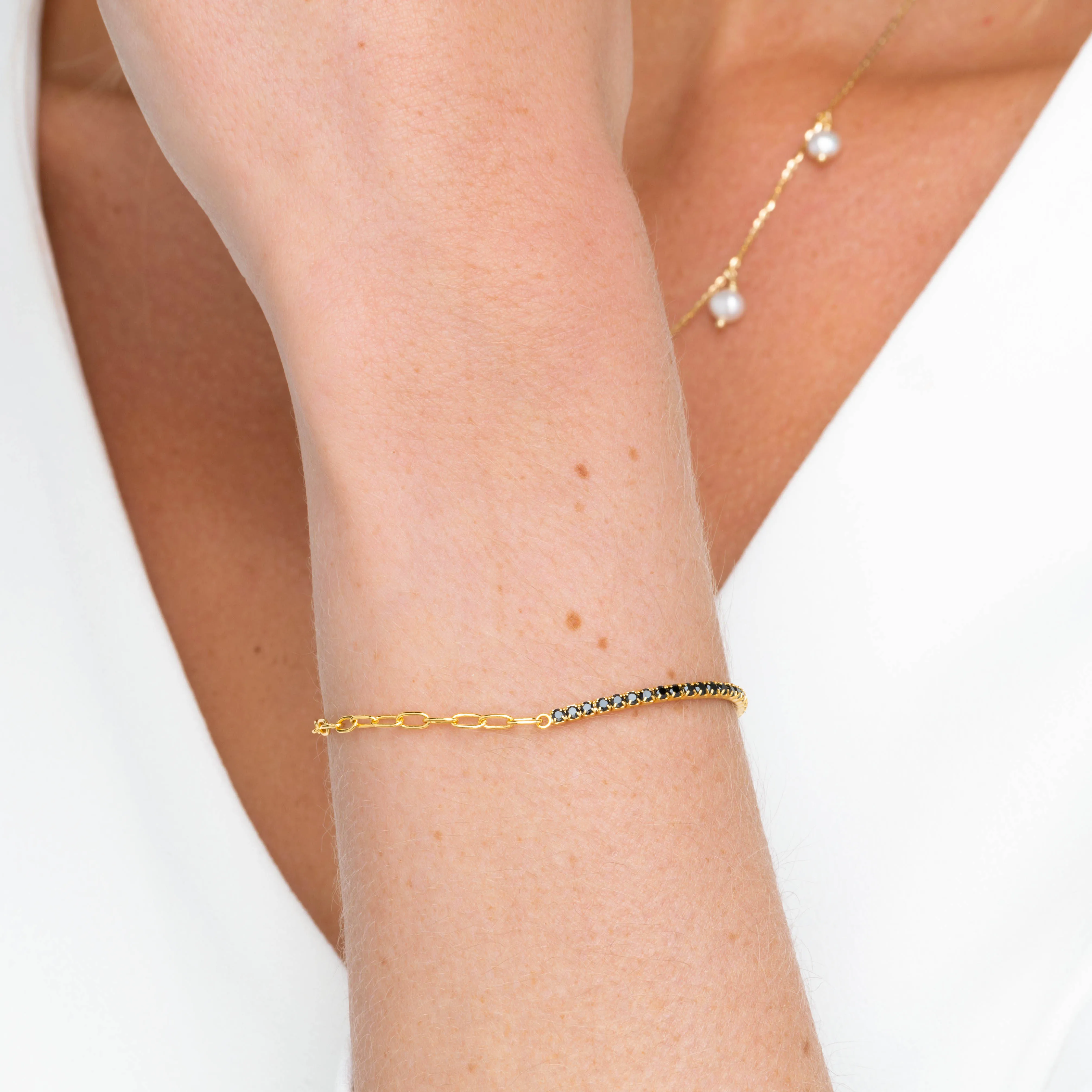 Black Tennis Link Chain Bracelet