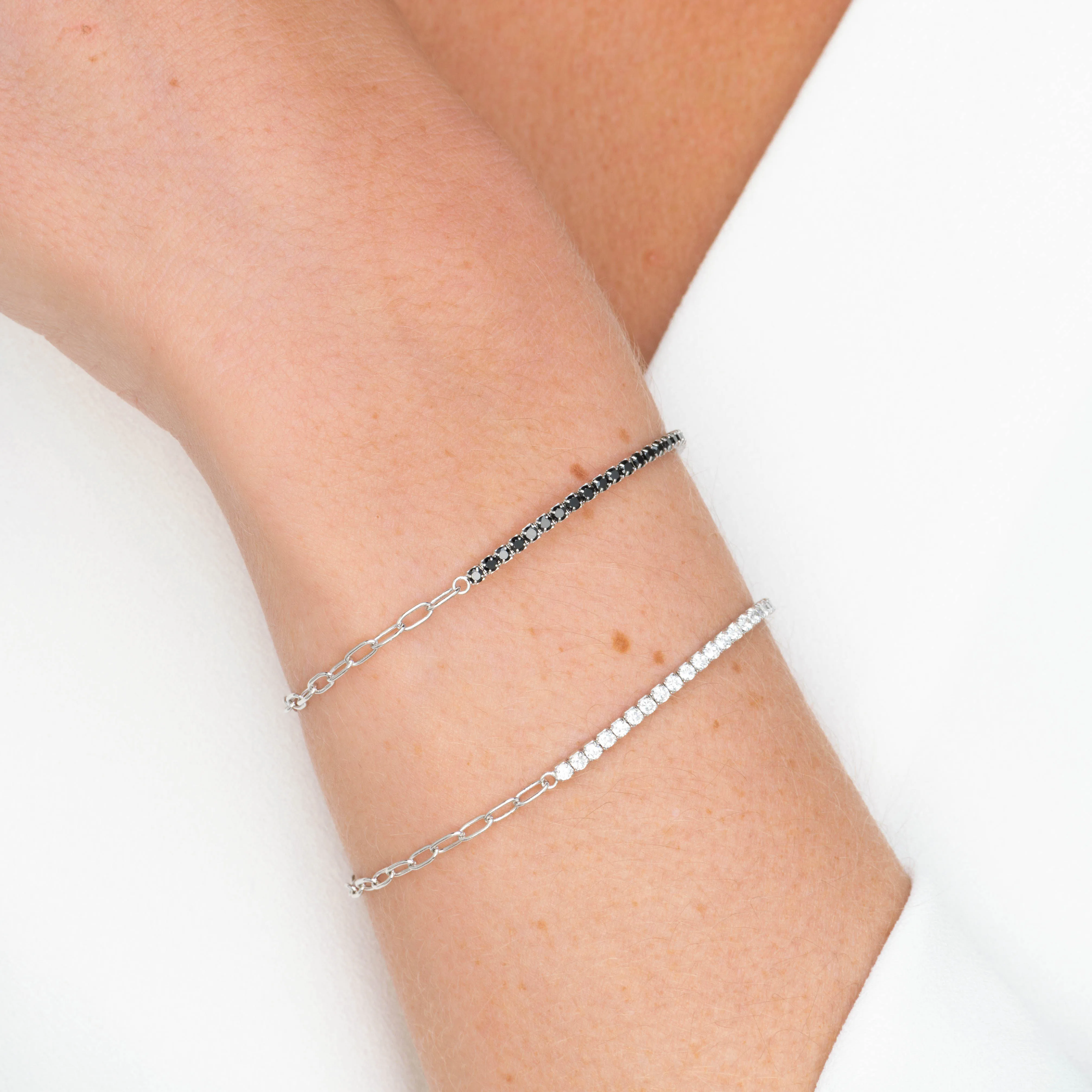 Black Tennis Link Chain Bracelet