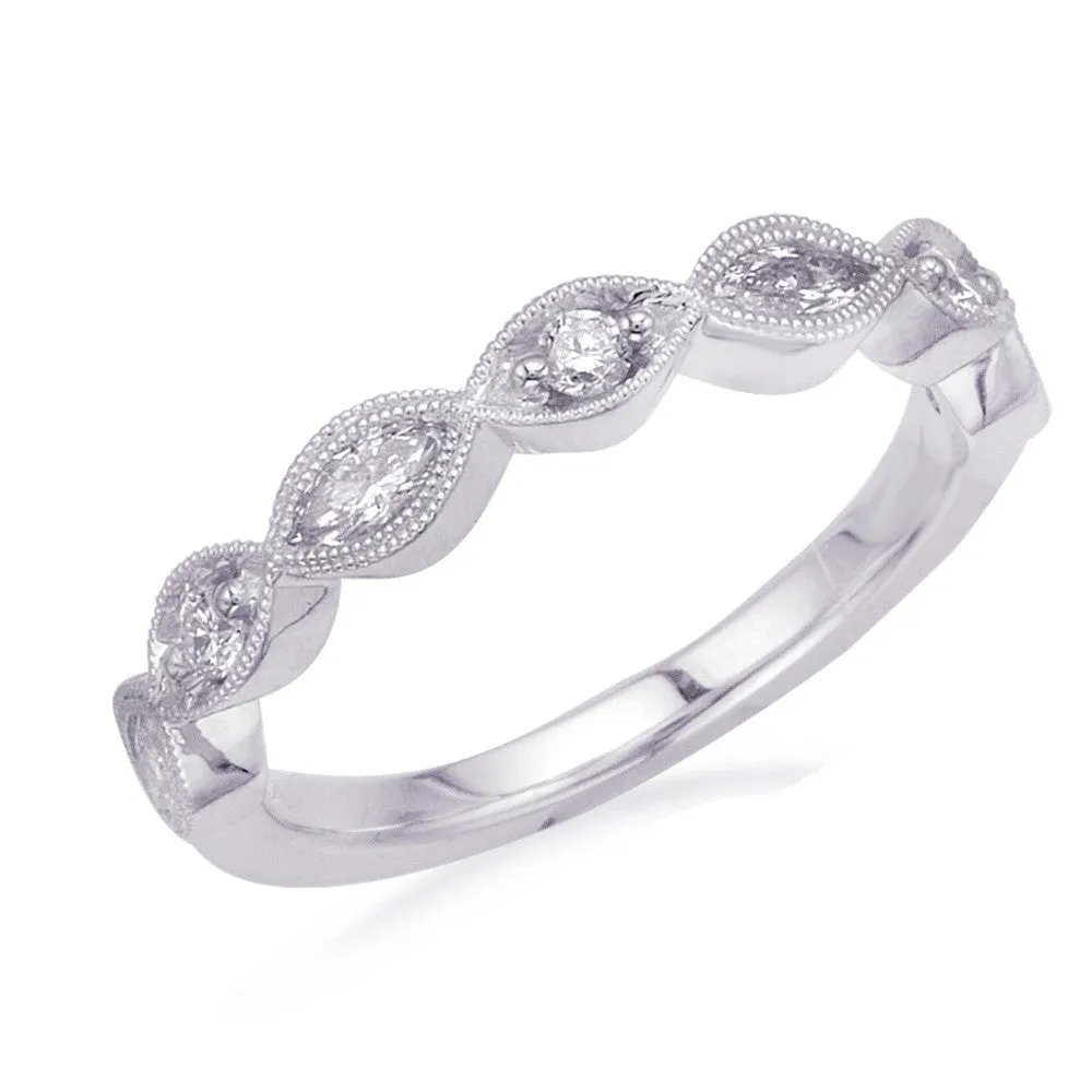 Blue Sapphire and Diamond Vintage Stackable Anniversary Band