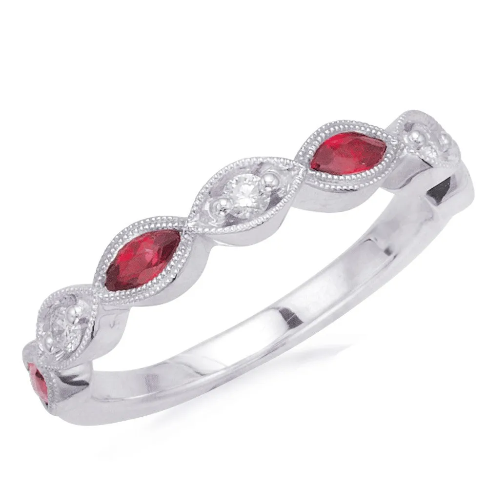 Blue Sapphire and Diamond Vintage Stackable Anniversary Band