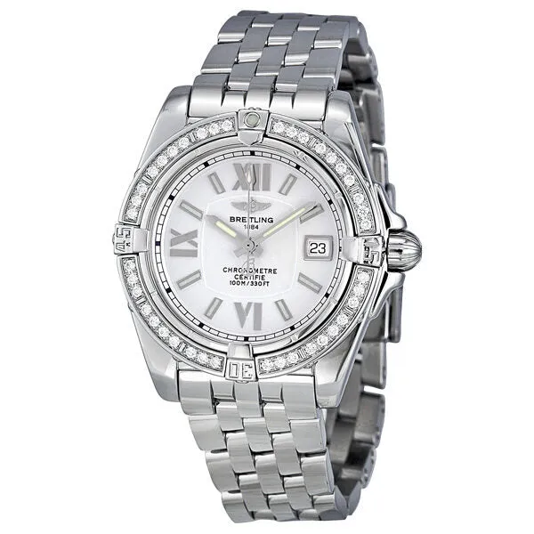 Breitling Galactic Silver Dial Diamond Ladies Watch A7135653-G649SS A7135653/G649SS