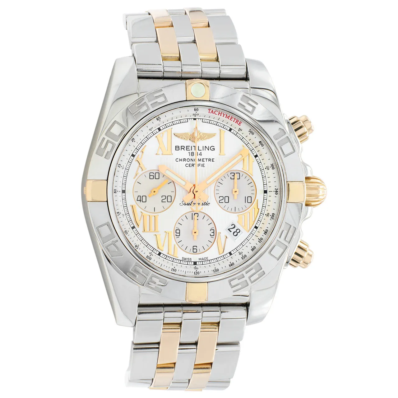 Breitling Stainless Steel 18K Rose Gold Chronomat 44 IB0110