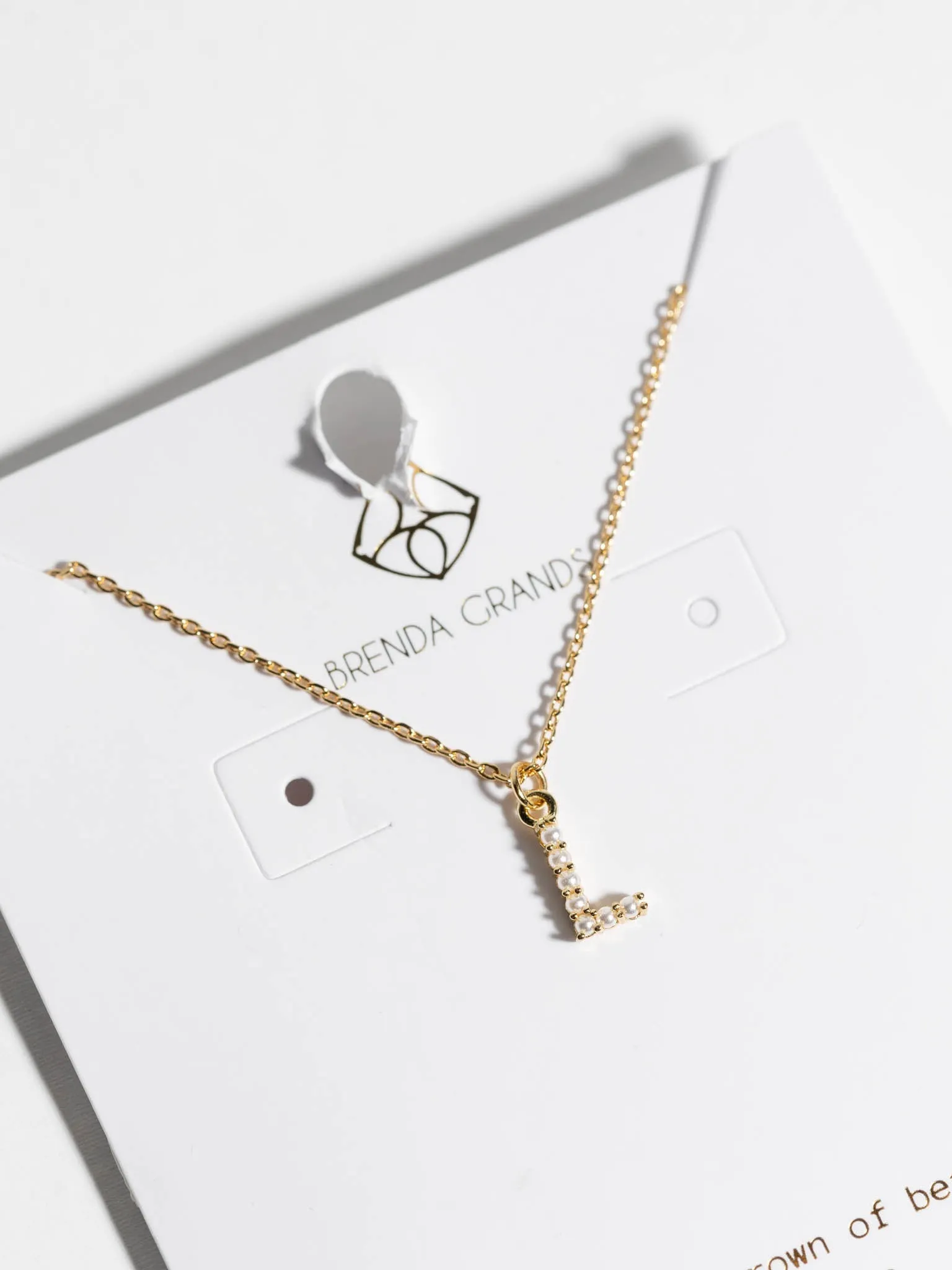 Brenda Grands Dainty Love Pearl Initial Necklace