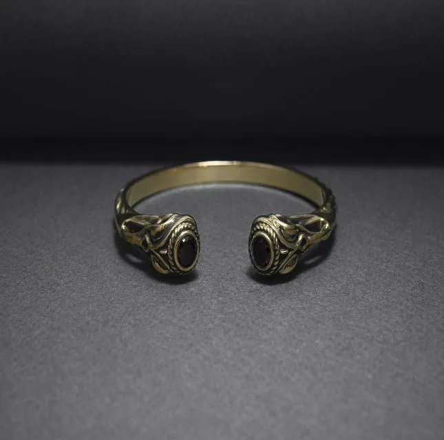 Bronze Viking Torc Bracelet with Gems