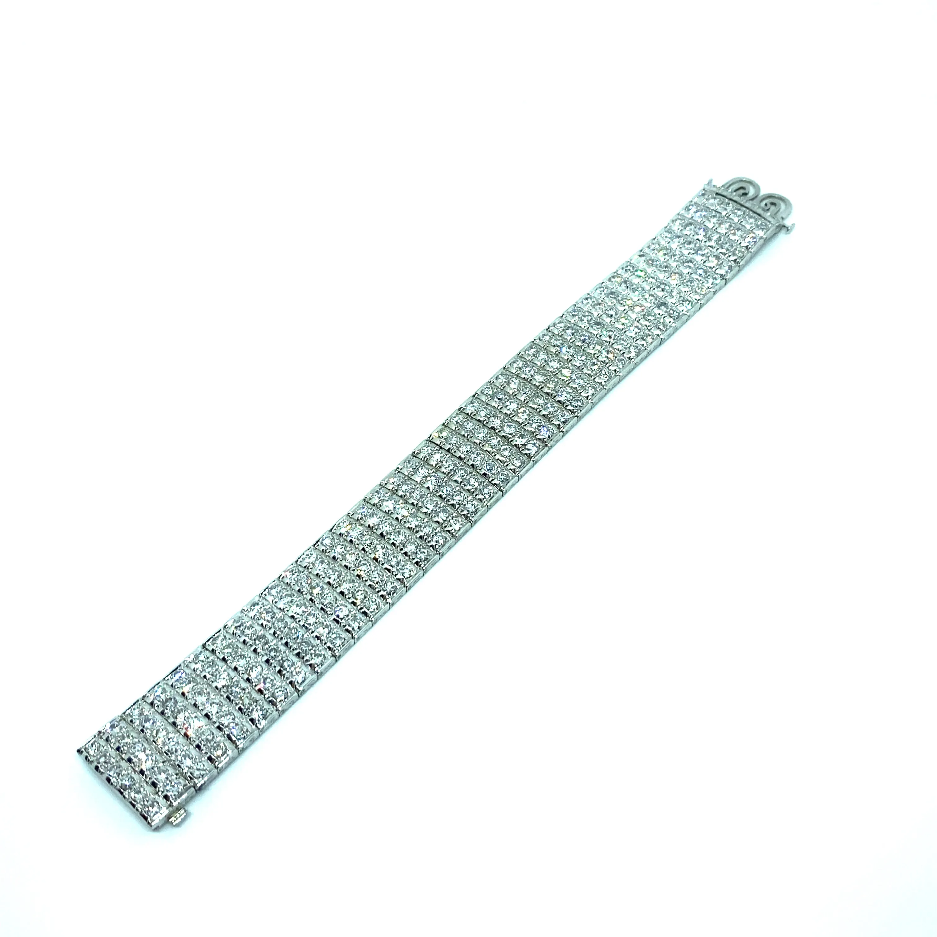 Bulgari Art Deco 30 Carat Diamond Engraved Platinum Tennis Bracelet