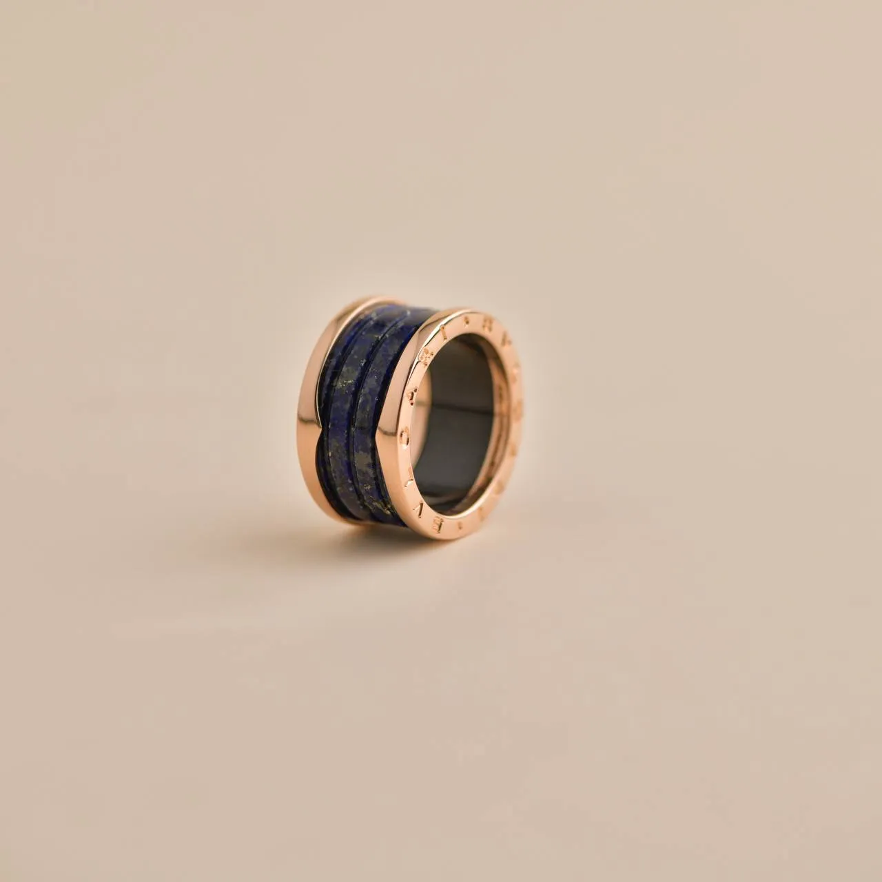 Bulgari B.Zero1 large Lapis Lazuli Rose Gold Ring Size 56