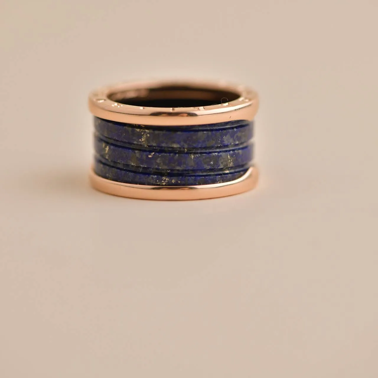 Bulgari B.Zero1 large Lapis Lazuli Rose Gold Ring Size 56