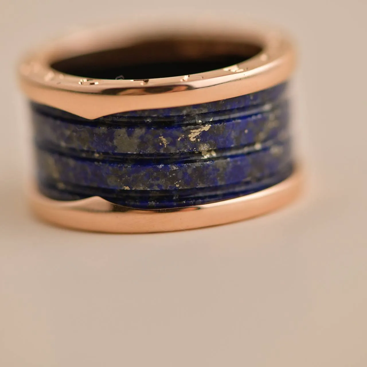 Bulgari B.Zero1 large Lapis Lazuli Rose Gold Ring Size 56