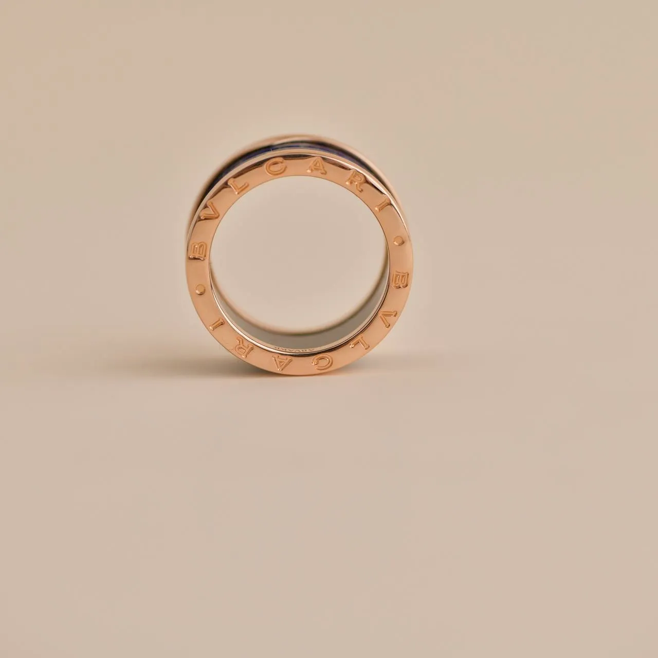Bulgari B.Zero1 large Lapis Lazuli Rose Gold Ring Size 56