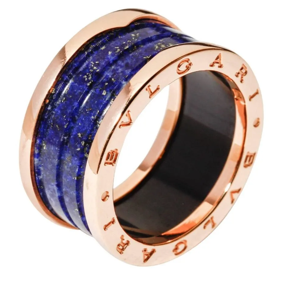 Bulgari B.Zero1 large Lapis Lazuli Rose Gold Ring Size 56