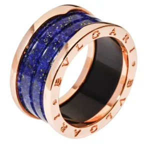 Bulgari B.Zero1 large Lapis Lazuli Rose Gold Ring Size 56
