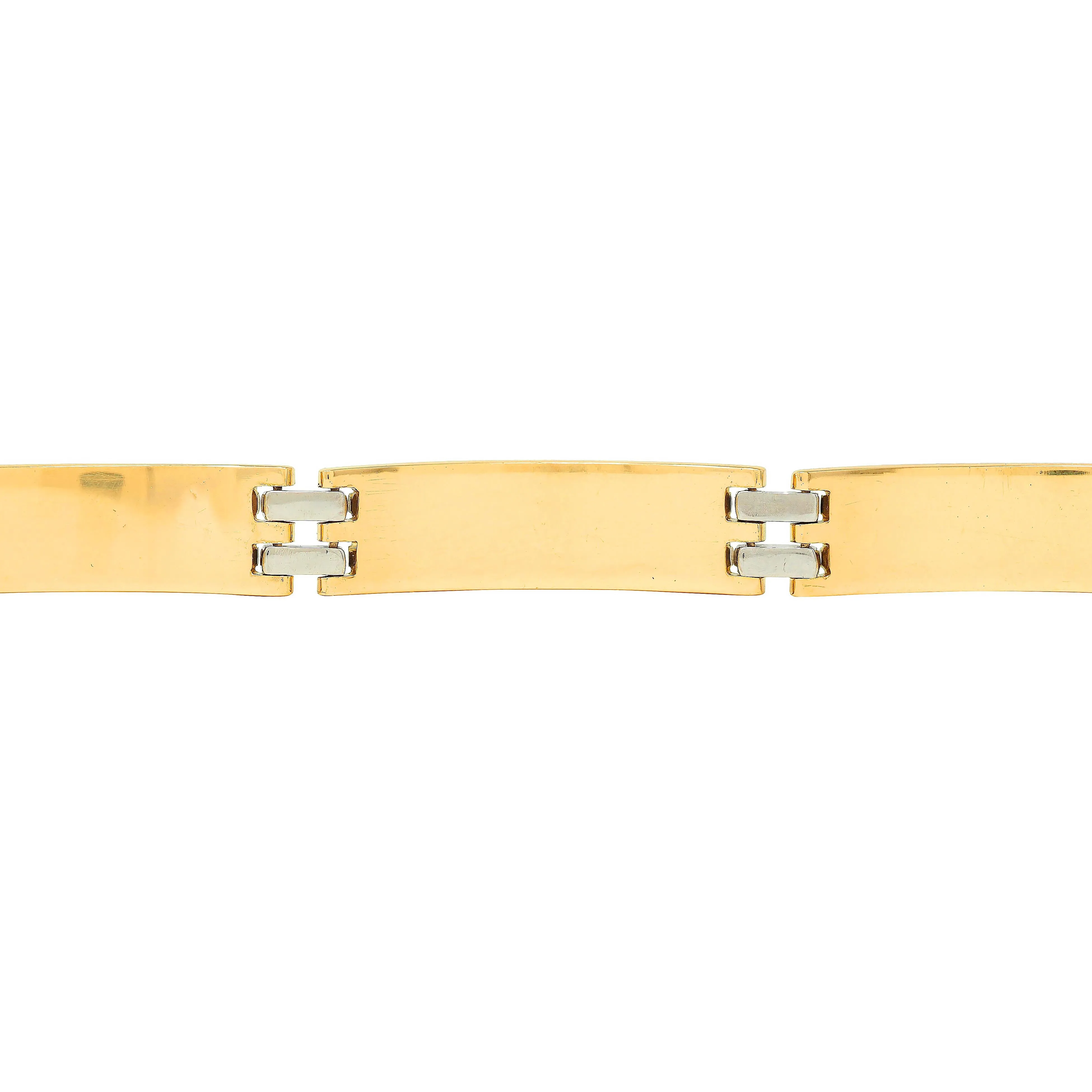 Bulgari French 1960's Platinum 18 Karat Yellow Gold Vintage Fluted Link Bracelet