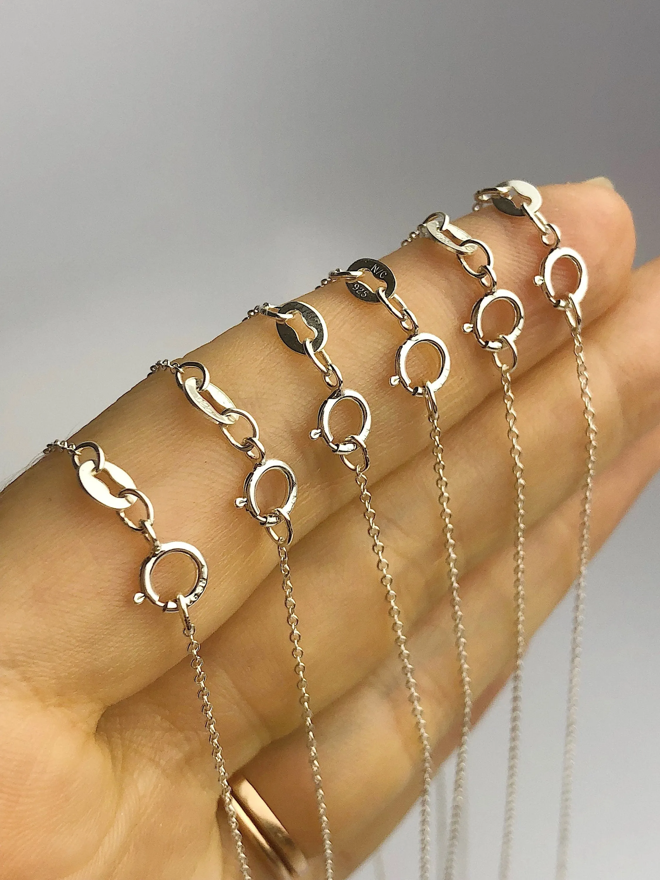 Bulk Quantity - 18" 925 Sterling Silver Anti Tarnish Alloy - 1mm Round Cable Chain Necklaces