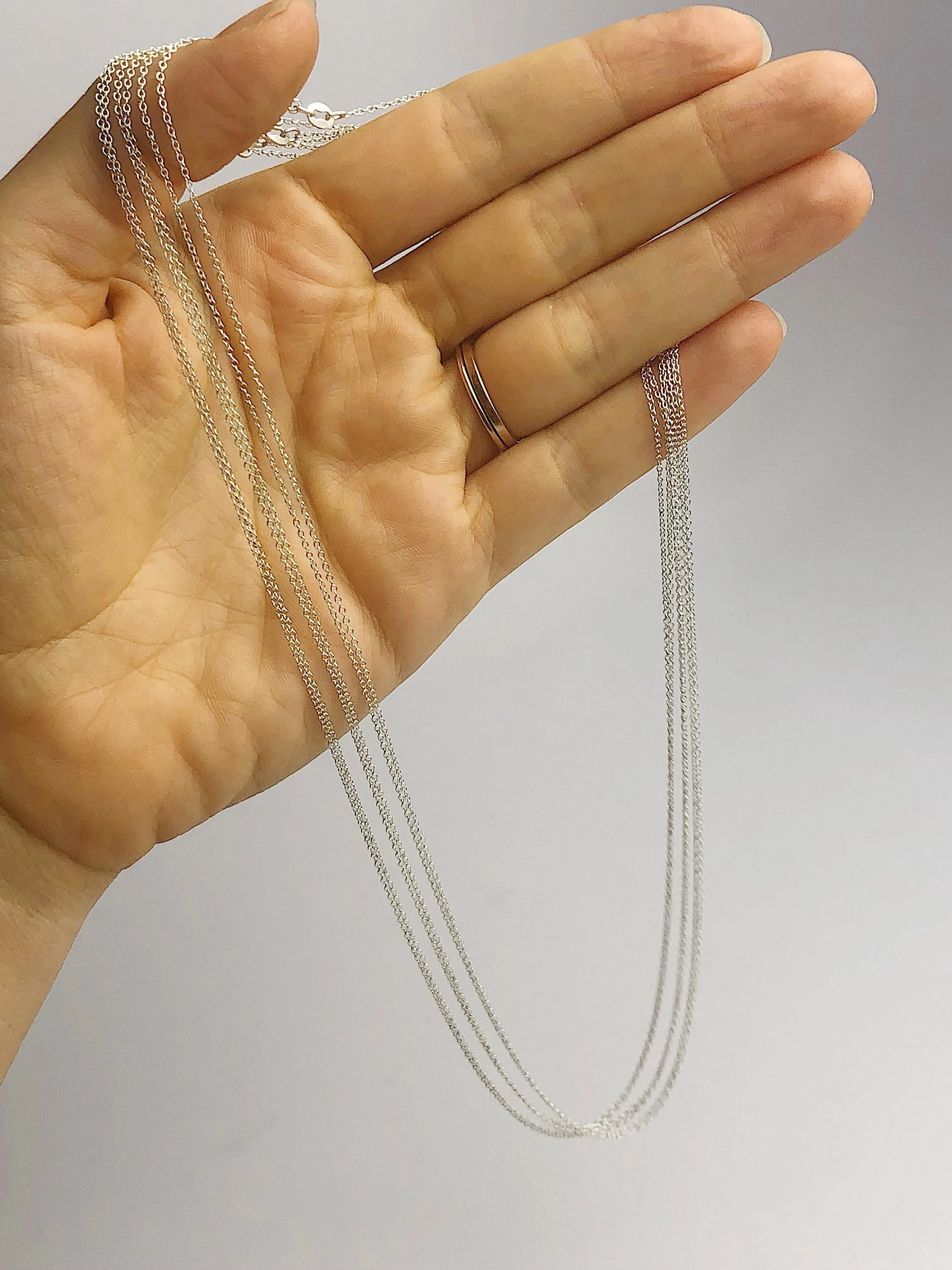 Bulk Quantity - 18" 925 Sterling Silver Anti Tarnish Alloy - 1mm Round Cable Chain Necklaces
