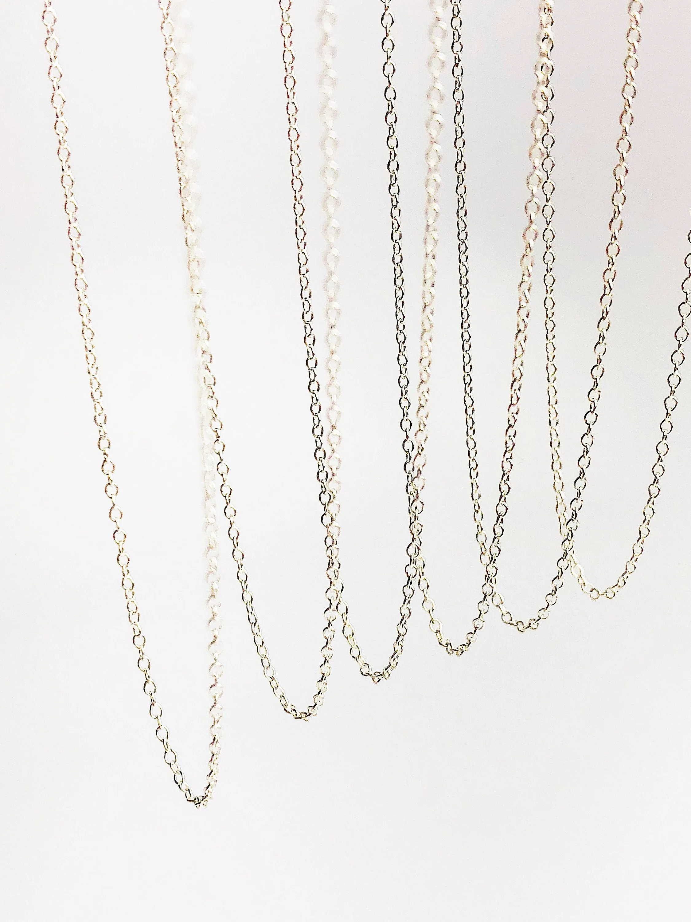 Bulk Quantity - 18" 925 Sterling Silver Anti Tarnish Alloy - 1mm Round Cable Chain Necklaces