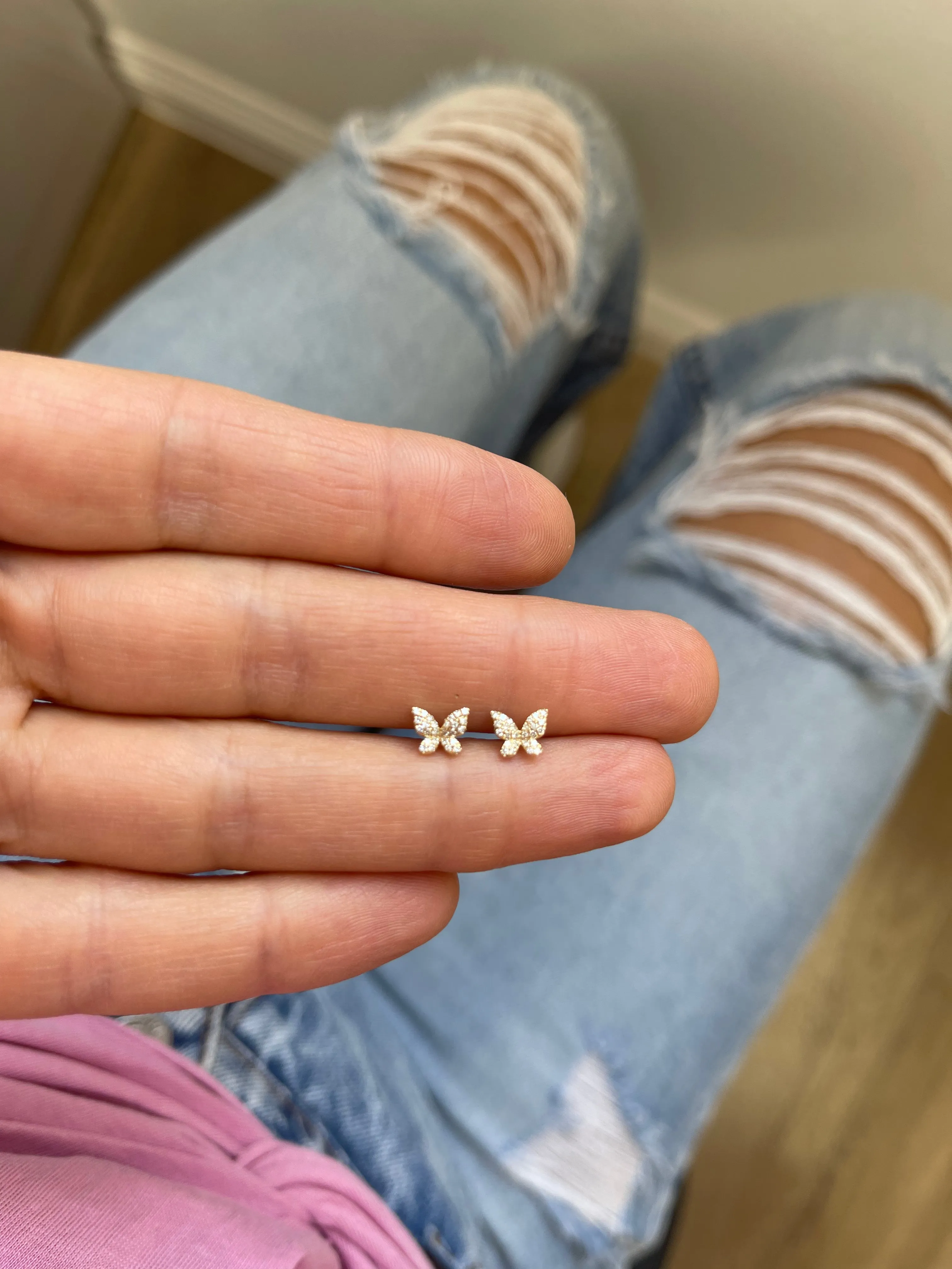 BUTTERFLY DIAMOND STUD EARRINS