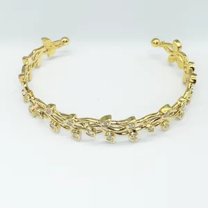 CA 18 Karat Thorn and Flower yellow Gold and Diamonds Bracelet