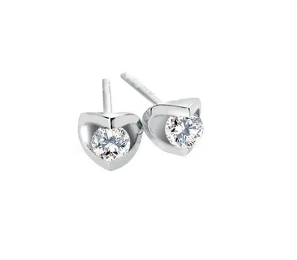 Canadian Diamond 0.60ct Solitaire Earrings in Tension Set in 14K White Gold