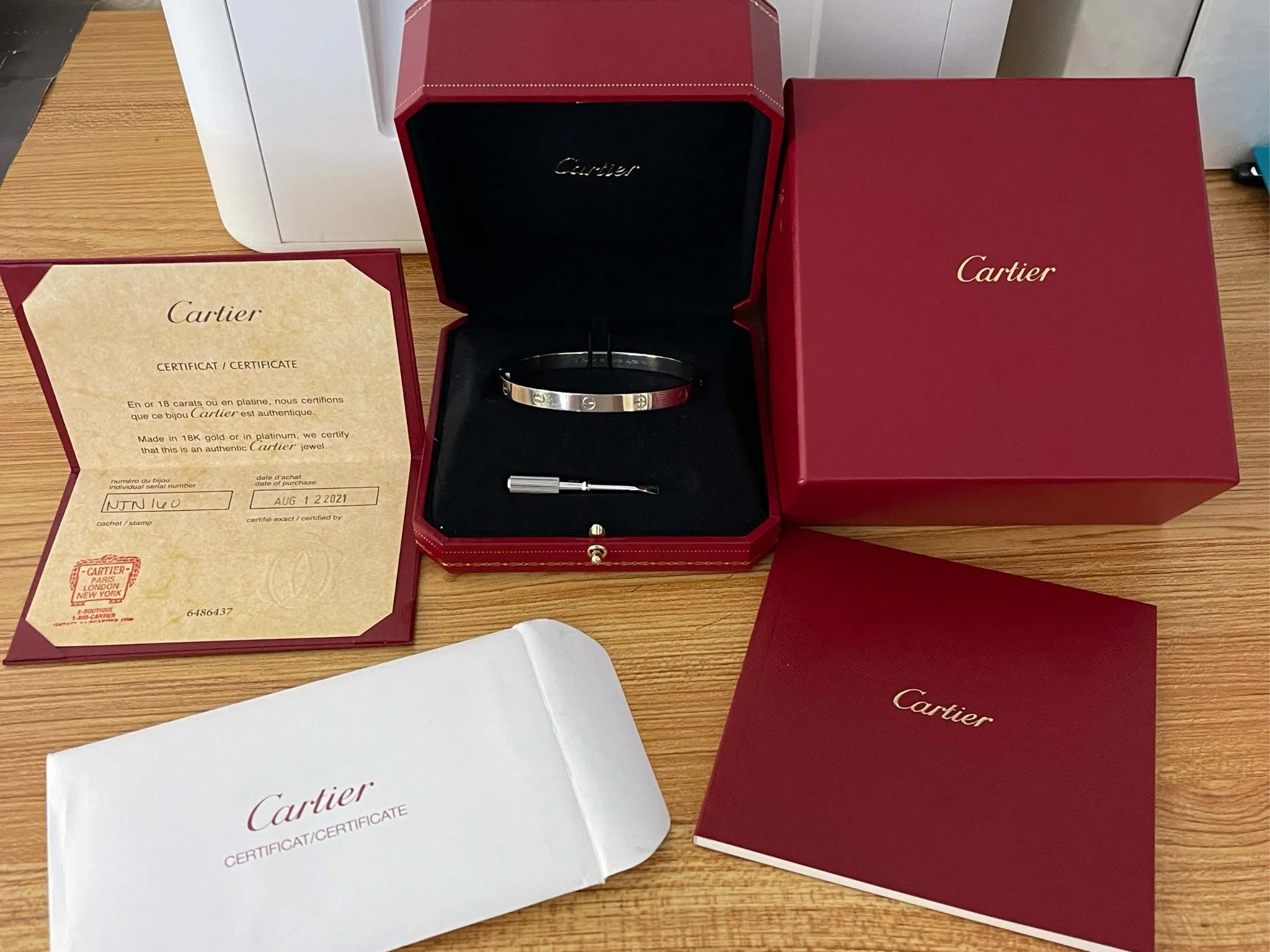 Cartier Love Bracelet 18K White Gold Size 20