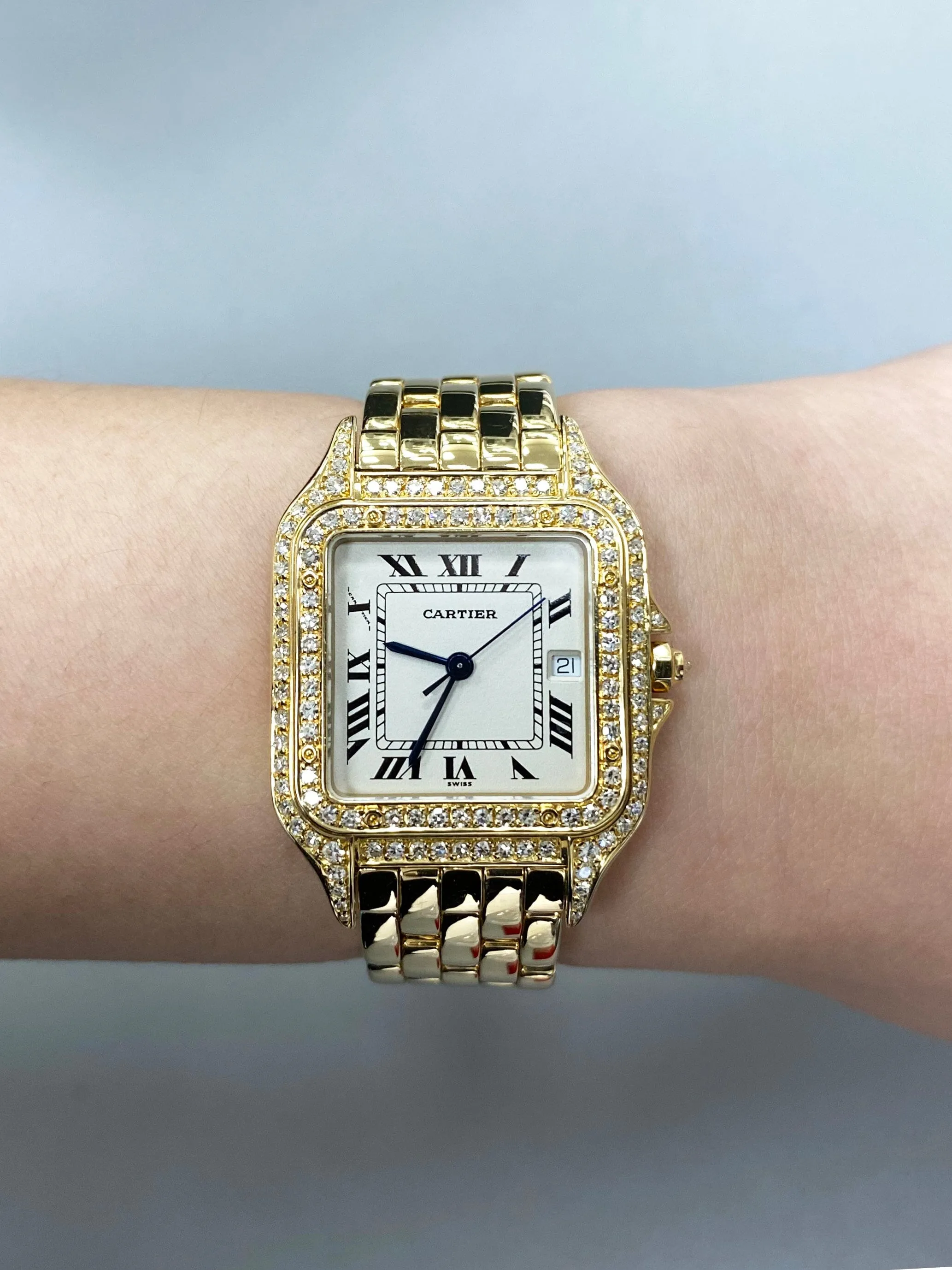 Cartier Panthere Large 88272147 Diamond 18K Yellow Gold Watch Box Papers