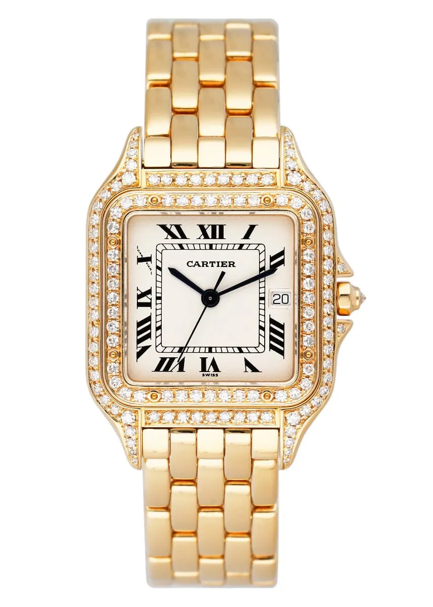 Cartier Panthere Large 88272147 Diamond 18K Yellow Gold Watch Box Papers