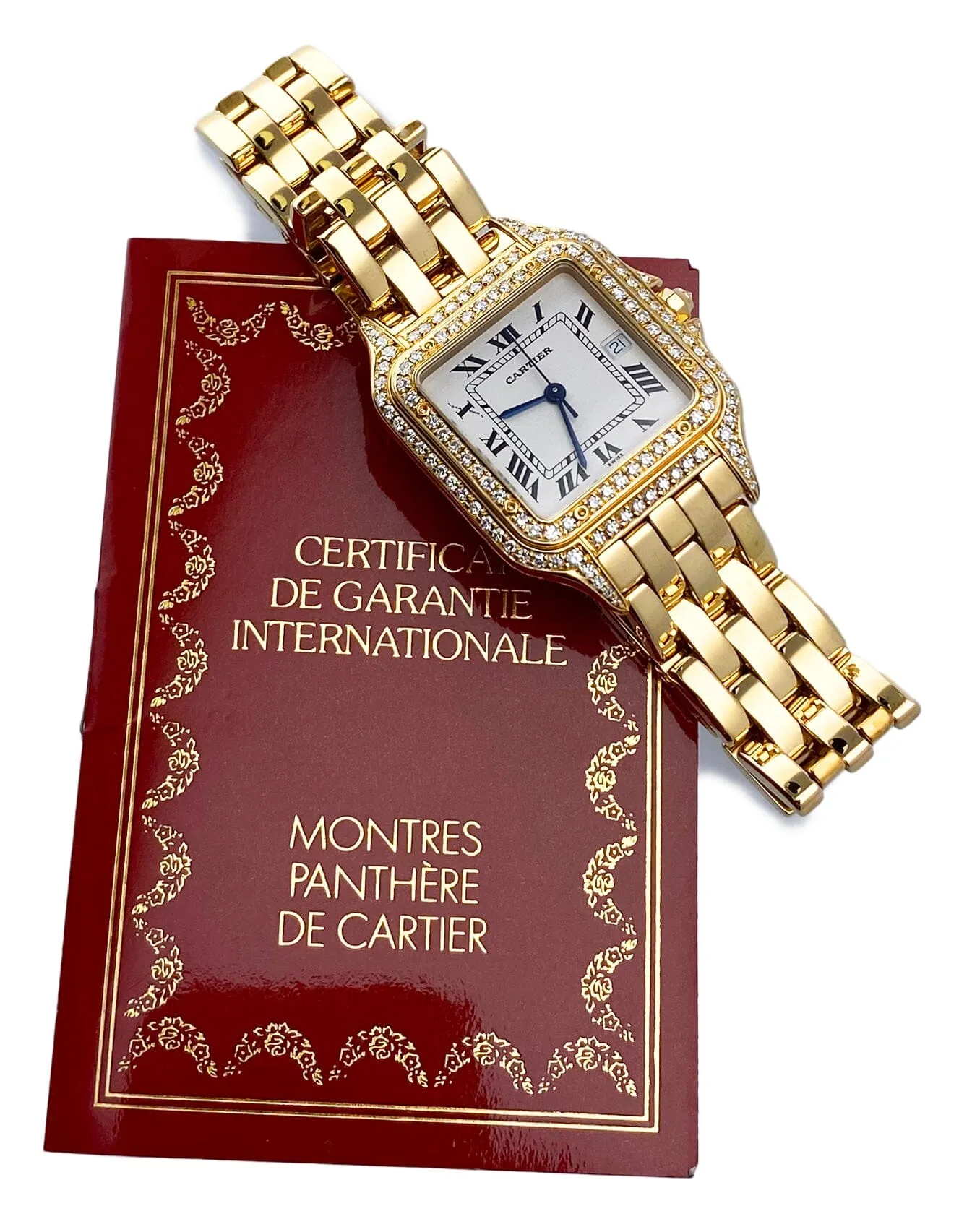 Cartier Panthere Large 88272147 Diamond 18K Yellow Gold Watch Box Papers
