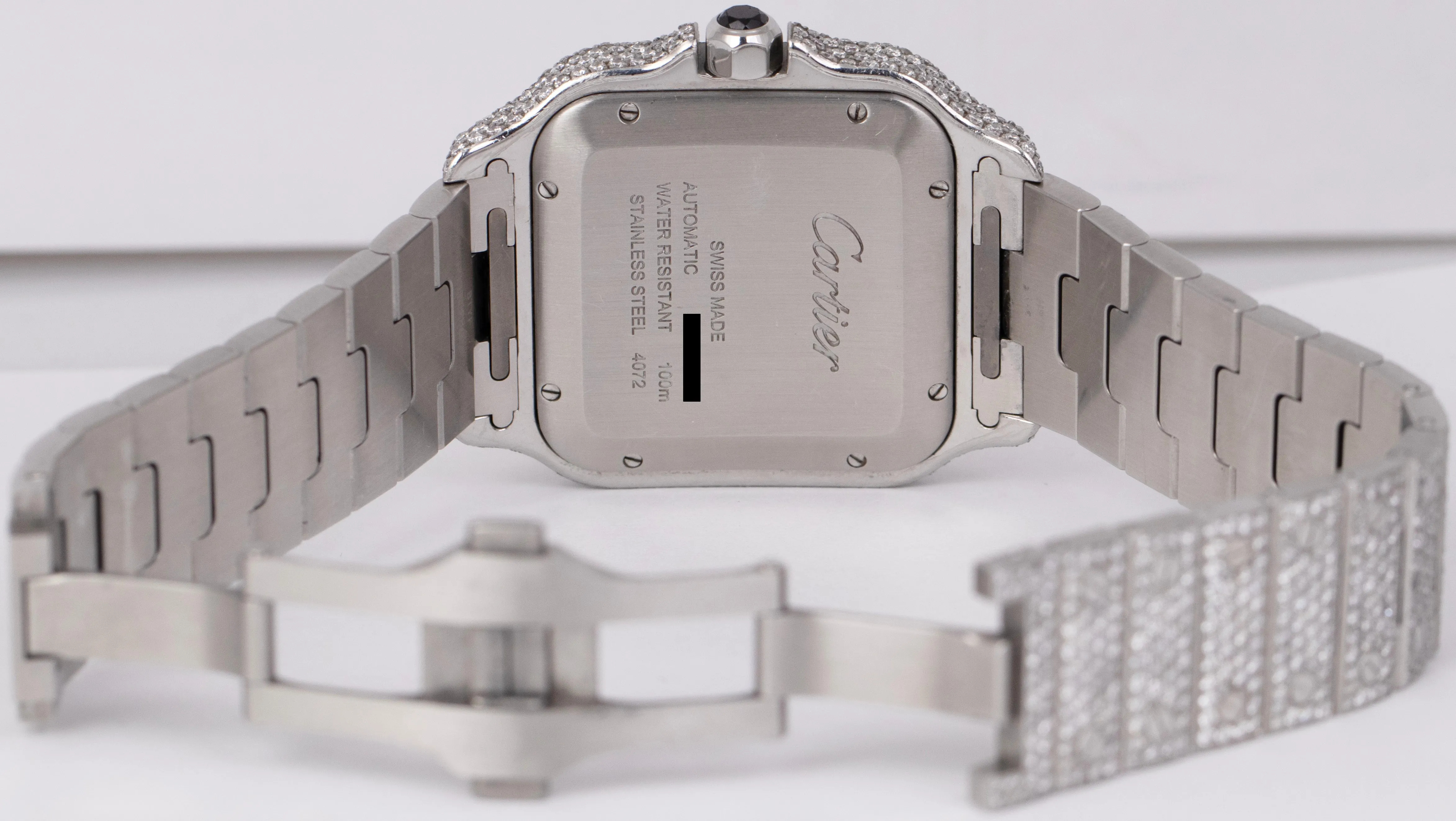 Cartier Santos 39.8mm DIAMOND BUST DOWN Automatic Stainless Steel Watch 4072
