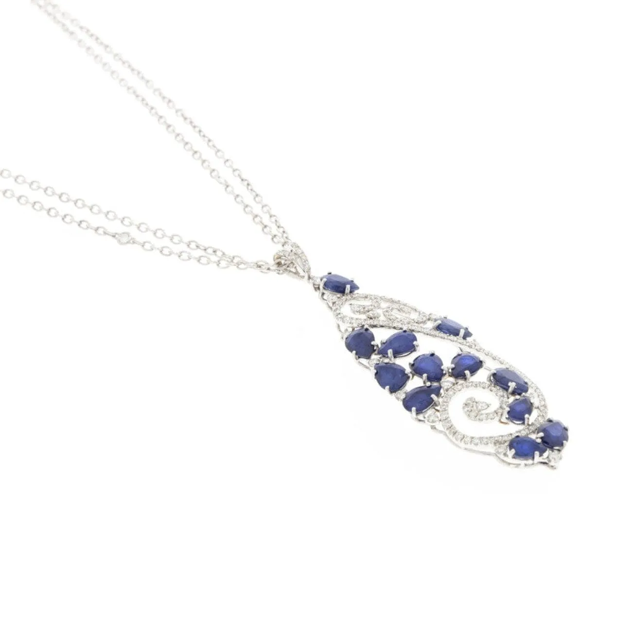 Casato 18k White Gold Sapphires & Diamonds Necklace