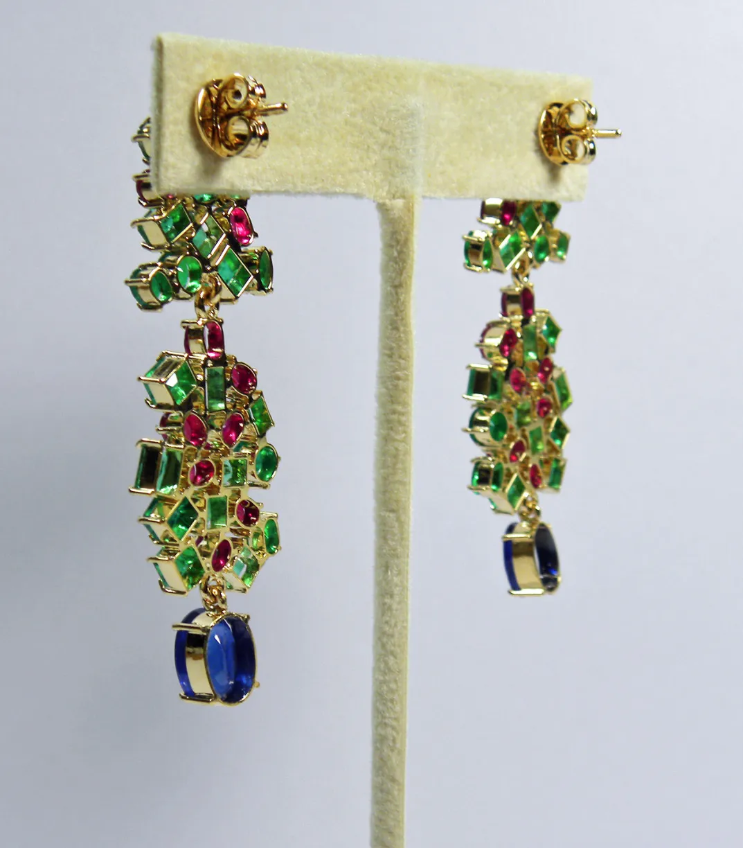 Chandeliers Tutti Frutti Burma Sapphire, Ruby and Colombia Emerald earrings