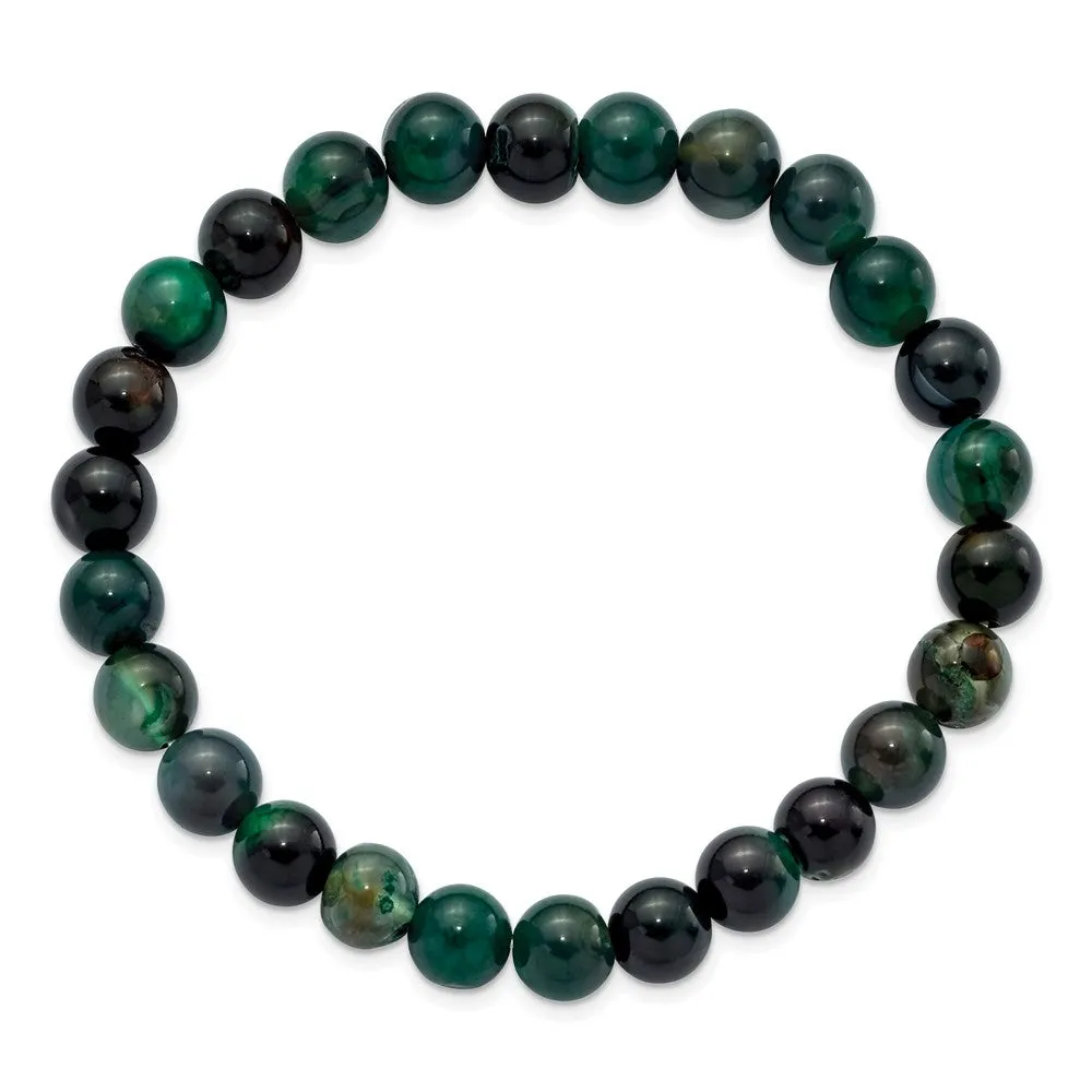 Chisel 8mm Aquatic Agate Beaded Stretch Bracelet