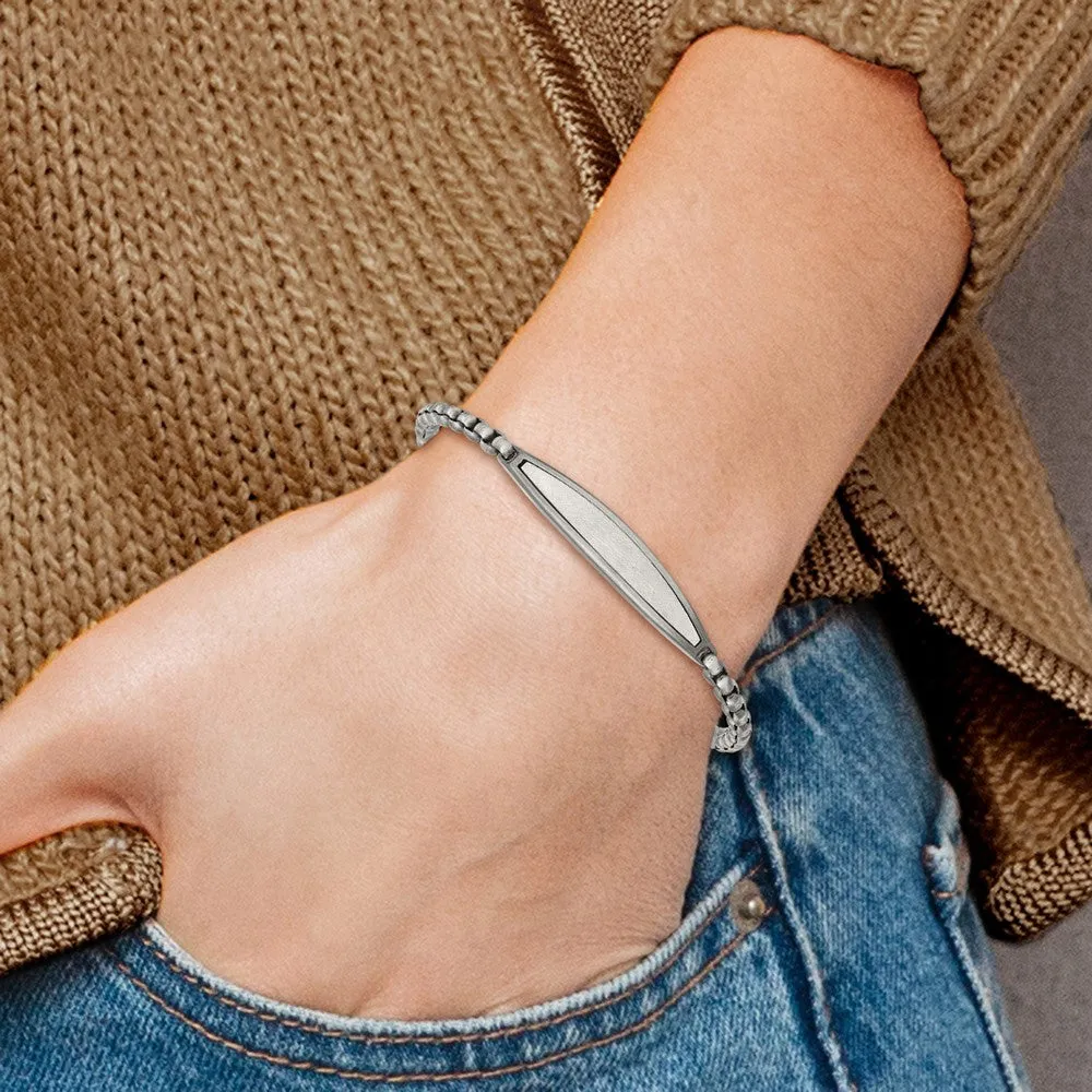 Chisel Stainless Steel Antiqued White Bronze Plated Scratch Finish 8.5 inch ID Bracelet