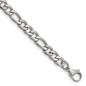 Chisel Stainless Steel Polished 6.3mm 8 inch Figaro Chain