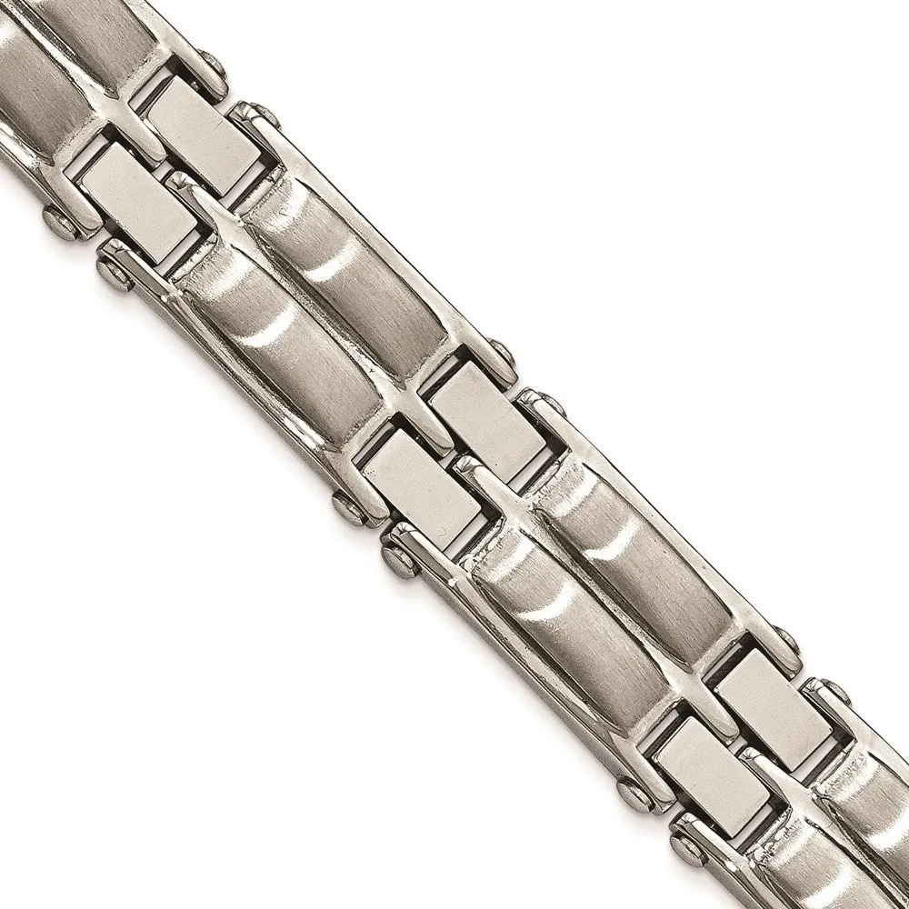 Chisel Stainless Steel Polished and Brushed 8.5 inch Link Bracelet