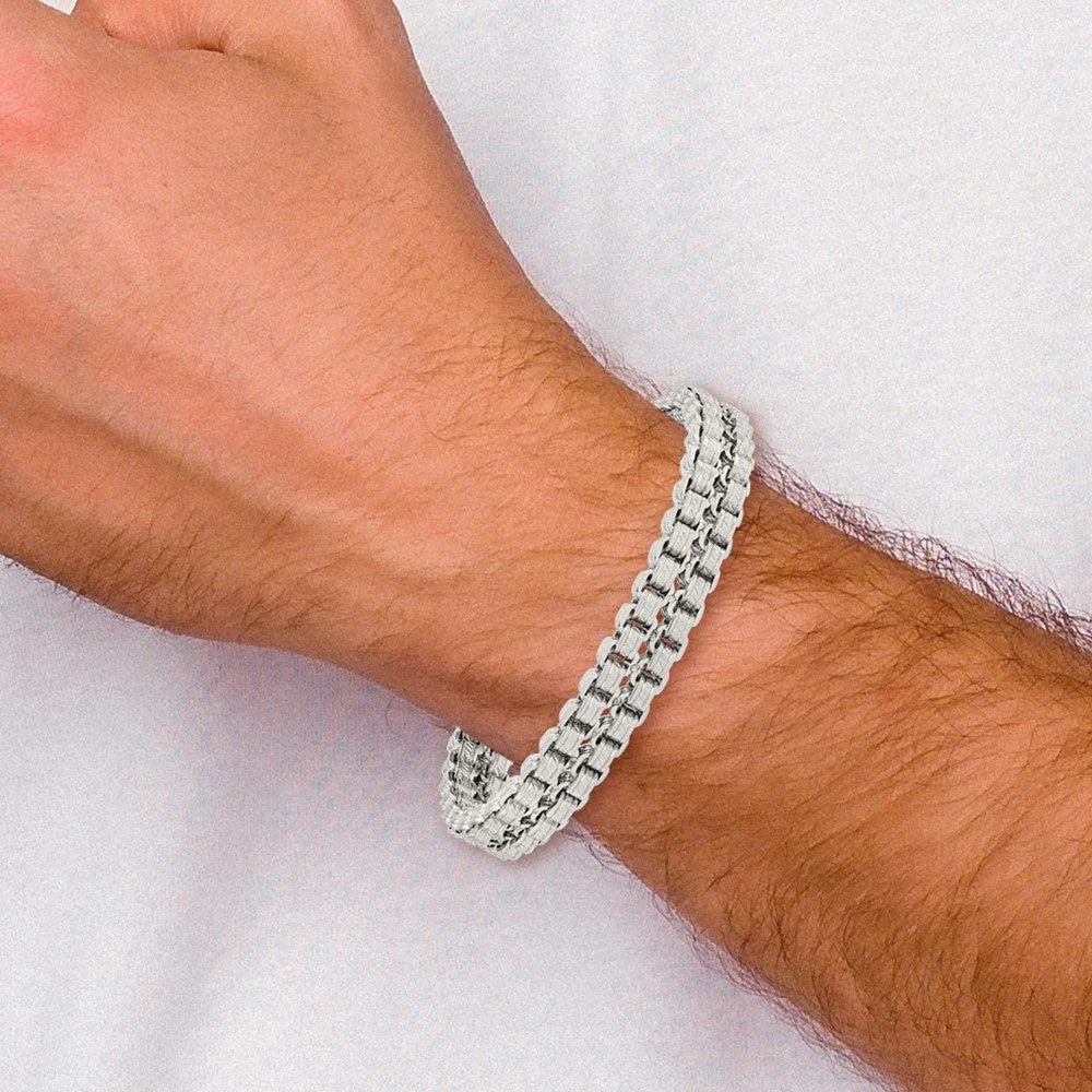 Chisel Stainless Steel Polished and Textured 8.75 inch Double Rolo Link Bracelet