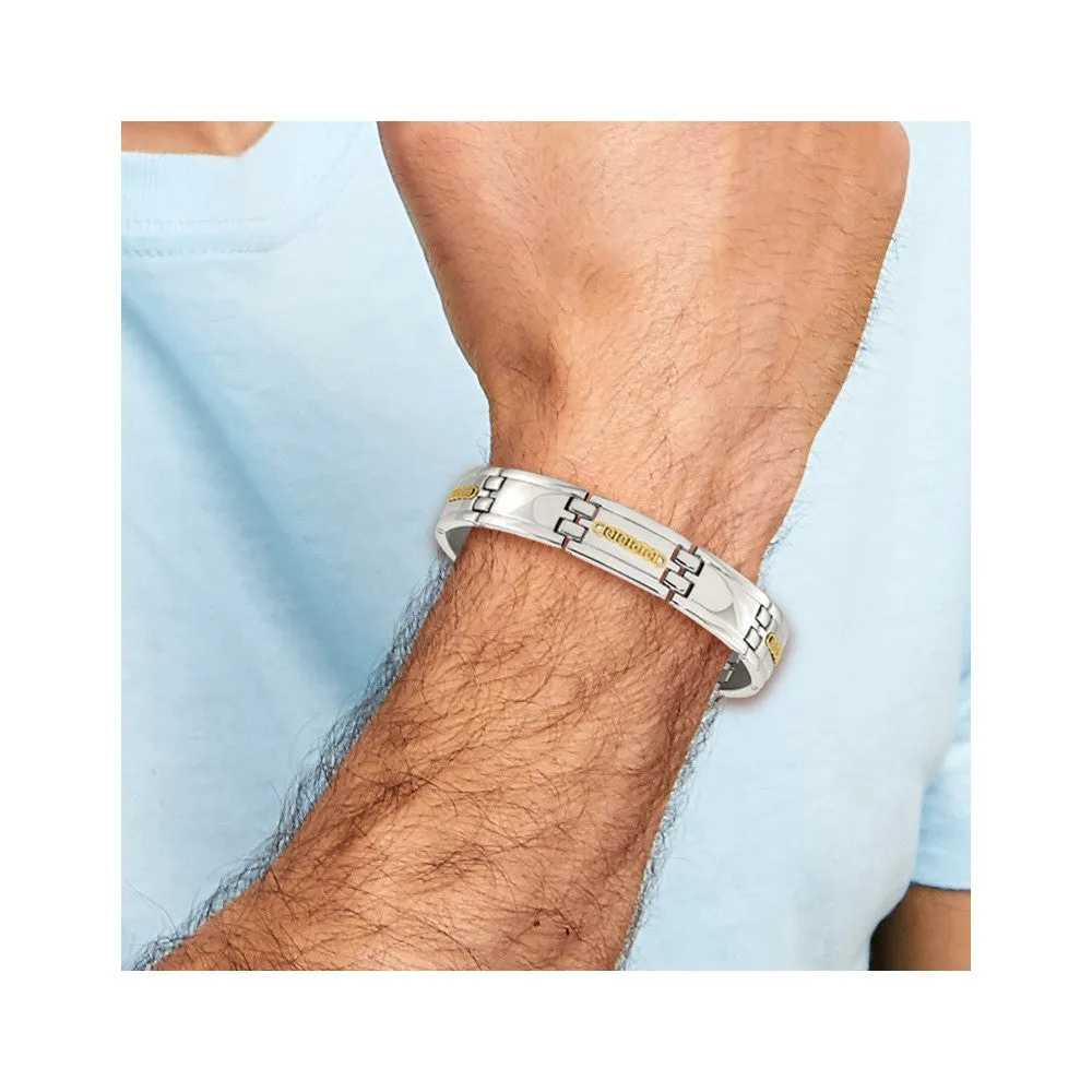 Chisel Stainless Steel with 14k Gold Accent Polished 8.75 inch Link Bracelet