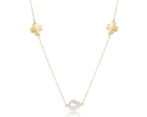 Choker Signature Cross Admire Simplicity Chain Gold - Pearl