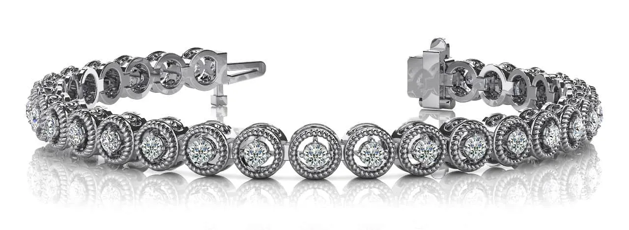 Circle Filigree Diamond Link Diamond Bracelet with 3.05 ct.(finished) 3.0mm