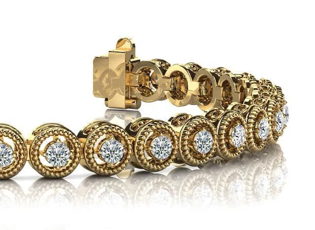 Circle Filigree Diamond Link Diamond Bracelet with 3.05 ct.(finished) 3.0mm