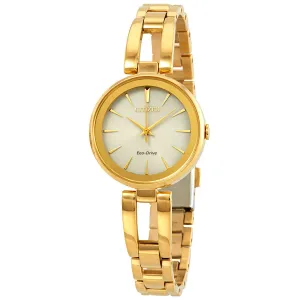 Citizen Axiom Eco-Drive Champagne Dial Yellow Gold-tone Ladies Watch EM0638-50P