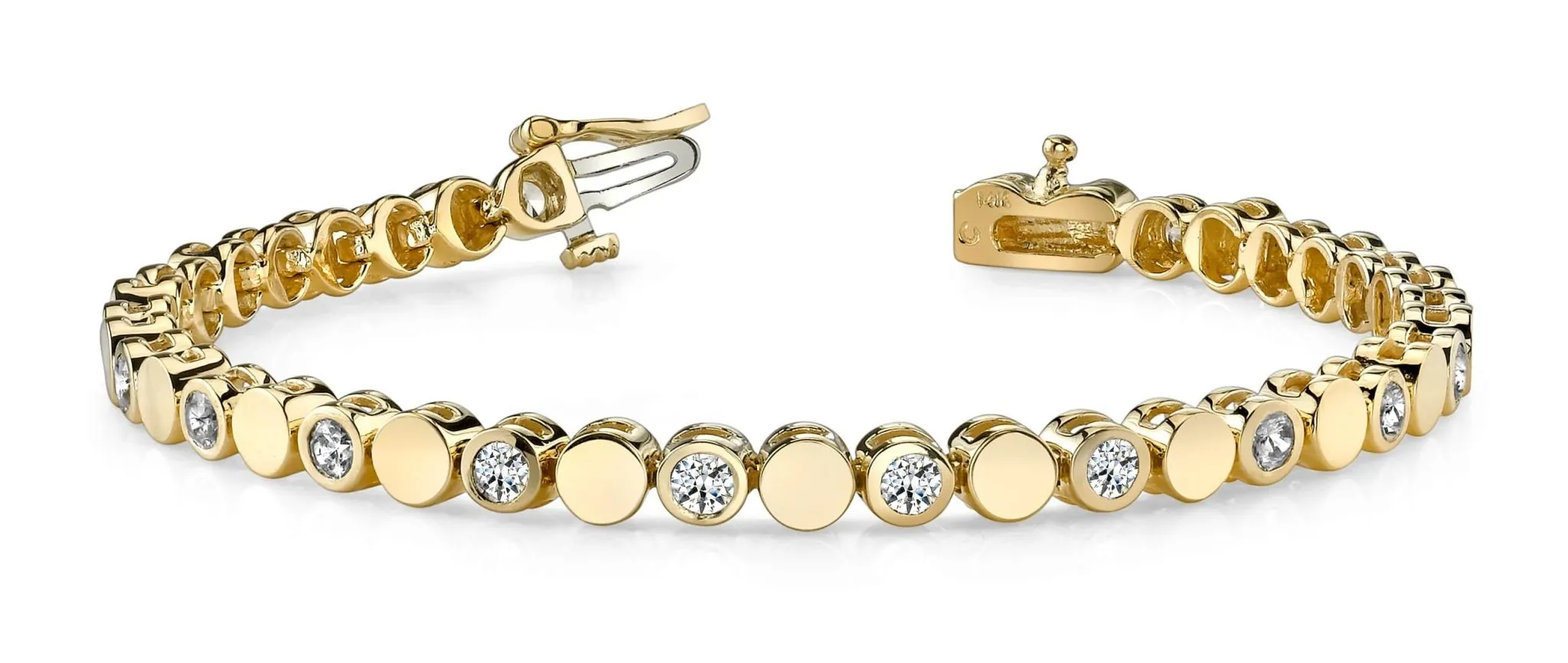 Classic Alternating Circle And Diamond Bracelet with 1.29 ct.(finished) 2.5mm