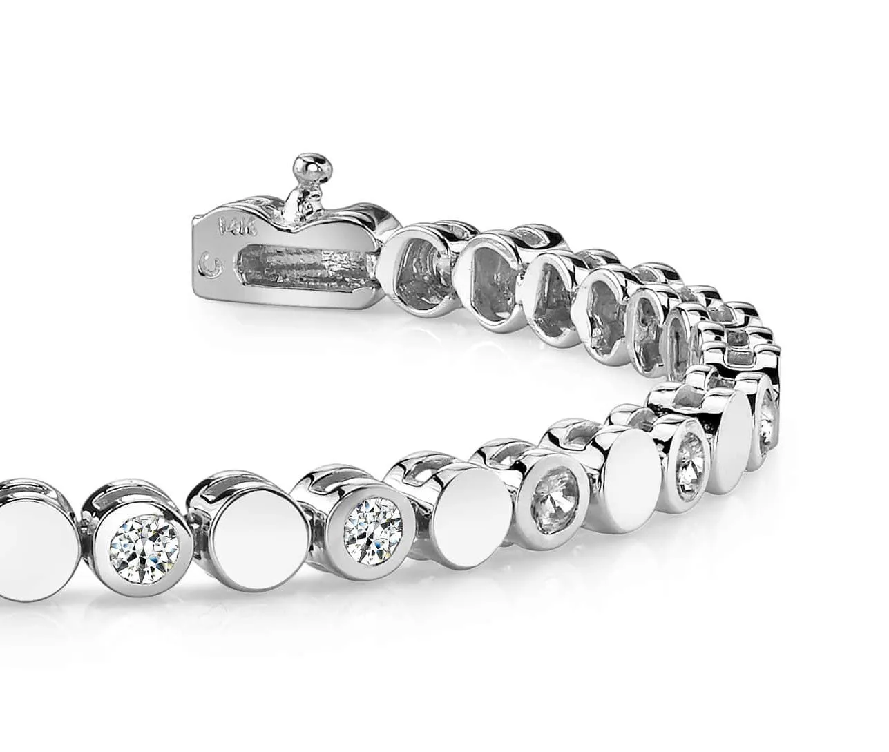 Classic Alternating Circle And Diamond Bracelet with 1.29 ct.(finished) 2.5mm