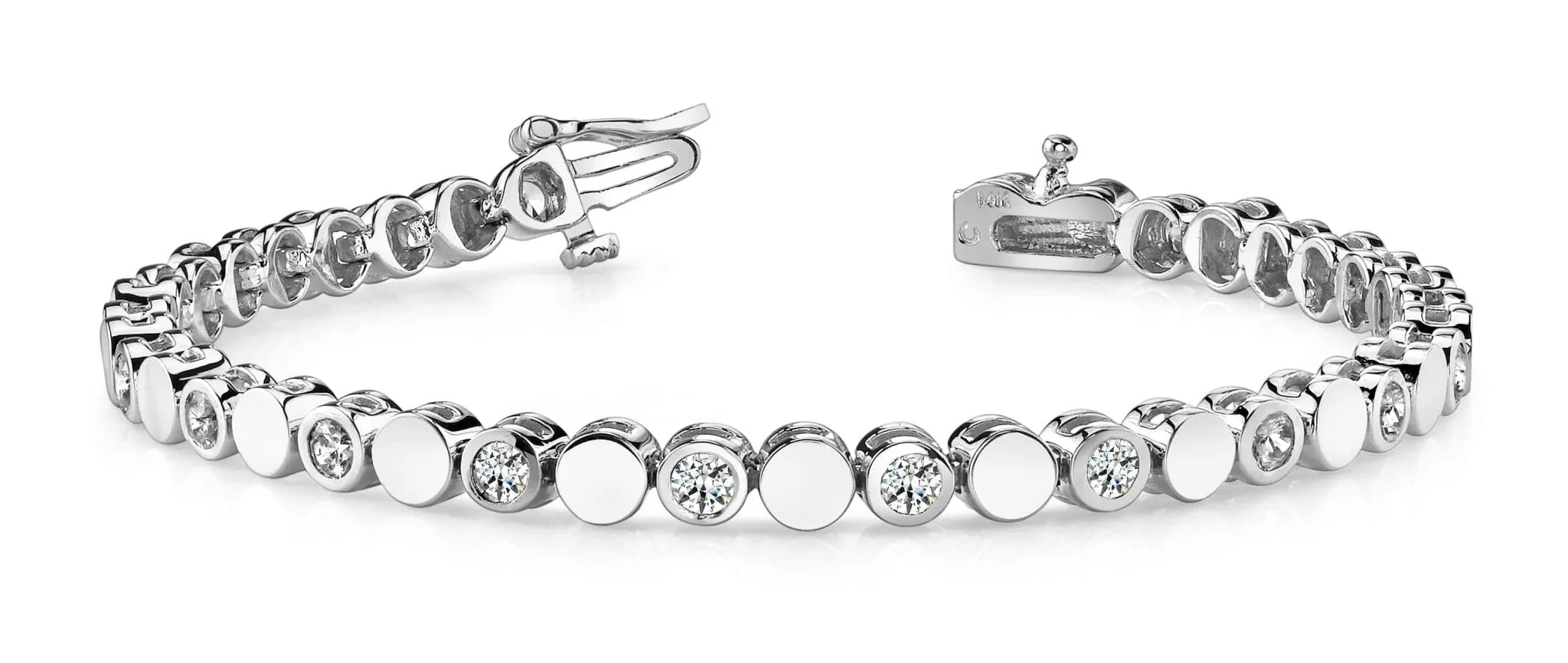Classic Alternating Circle And Diamond Bracelet with 1.29 ct.(finished) 2.5mm