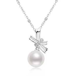 Classic Bowknot Natural Freshwater Pearl Pendant Necklace